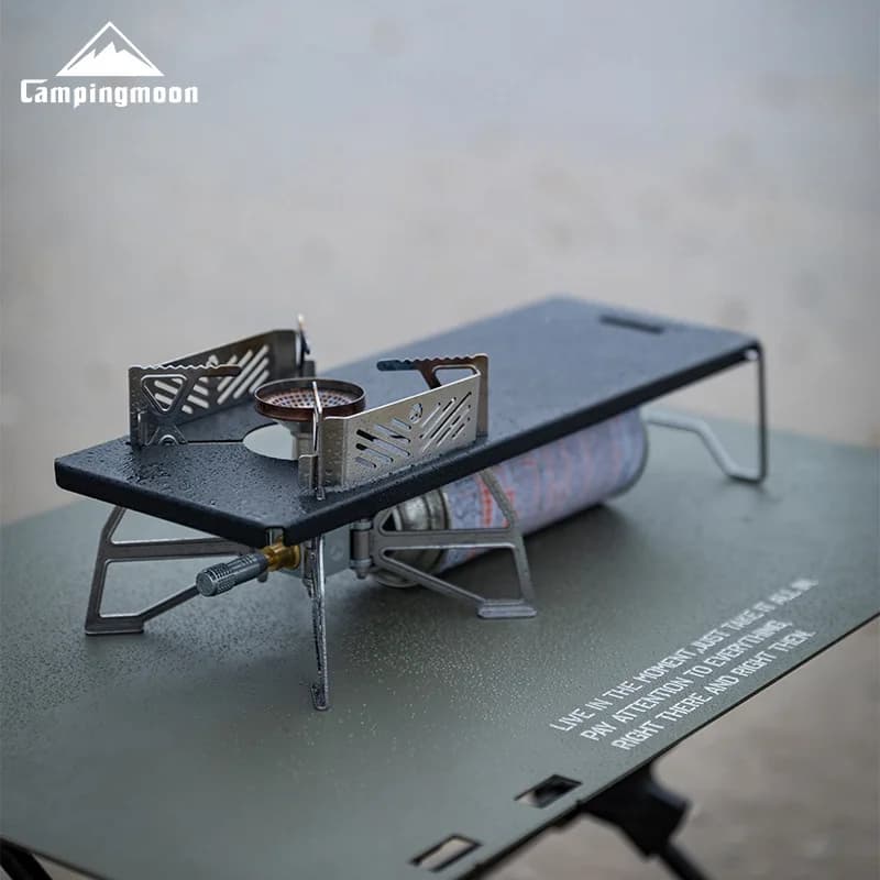 CAMPINGMOON Black Camping Accessories Set Portable Camp Kitchen Table Outdoor Camping Gas Stove Burner Rack Folding Table - 2