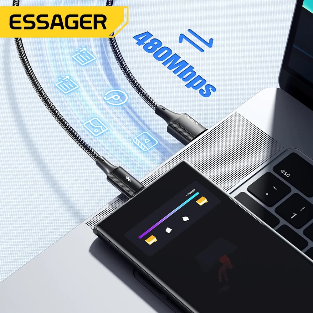 Essager 120W 6A Fast Charging Cable Type C Quick Charge Cable For Xiaomi 14 Ultra Huawei Samsung Oneplus USB Type C Data Cables - 3