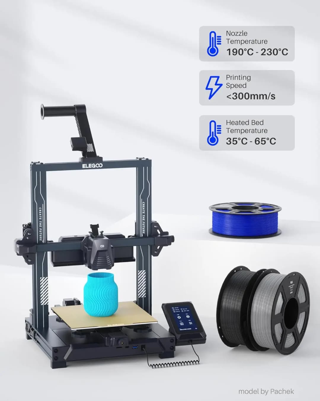 2026 ELEGOO خيط PLA بطول 1.75 مم لطابعة ثلاثية الأبعاد دقة أبعاد +/- 0.02 مم، خيط PLA لطابعة ثلاثية الأبعاد - 4