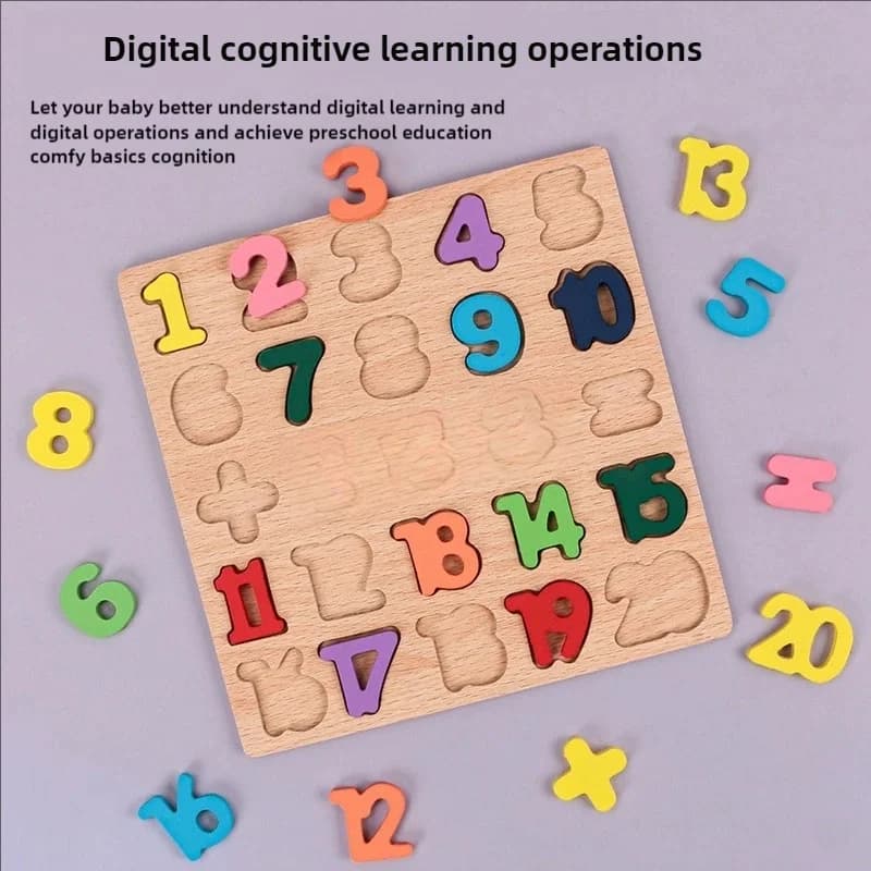 أطفال الحروف الأبجدية الحسابية الأرقام الأشكال الهندسية خشبية لغز مونتيسوري مرحلة ما قبل المدرسة تعلم لعبة تعليمية لعبة للأطفال - 4