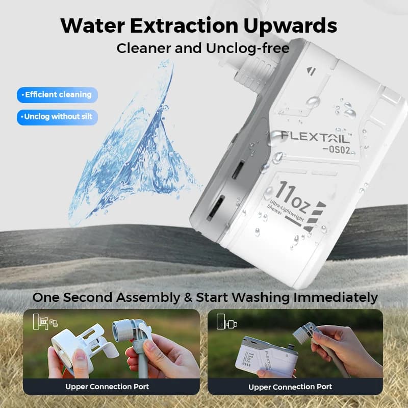 FLEXTAIL Outdoor Camping Shower Portable without Box Electric Shower Pump IPX7 Waterproof for Outdoor Shower, Car Wash, Dishwash - 5