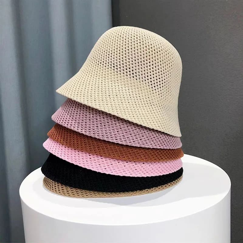 Women Bucket Hat Summer Hollow Out Thin Breathable Sun Hat Female Beach Panama Cap Fold Outdoor Japanese Lesure Fishierman Cap - 5