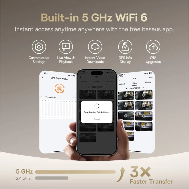 كاميرا داش Baseus VD1 Pro بدقة 4K و1080 بكسل، مع مستشعر سوني، ADAS، واي فاي 6، GPS، ورؤية ليلية STARVIS، ومراقبة وقوف السيارات 24 ساعة - 6