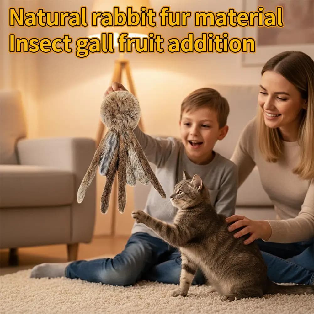 Faux Rabbit Fur Interactive Pet Toys for Cats & Dogs Kitten Hunting Toy Soft Plush Fluffy Cat Kicker Toy - 4