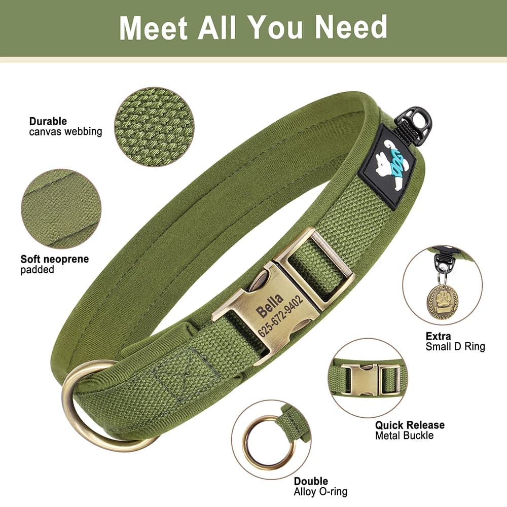 Personalized Nylon Dog Collar Adjustable Dog Collars Customized Pet ID Collar for Small Medium Large Dogs Free Engraving - 3