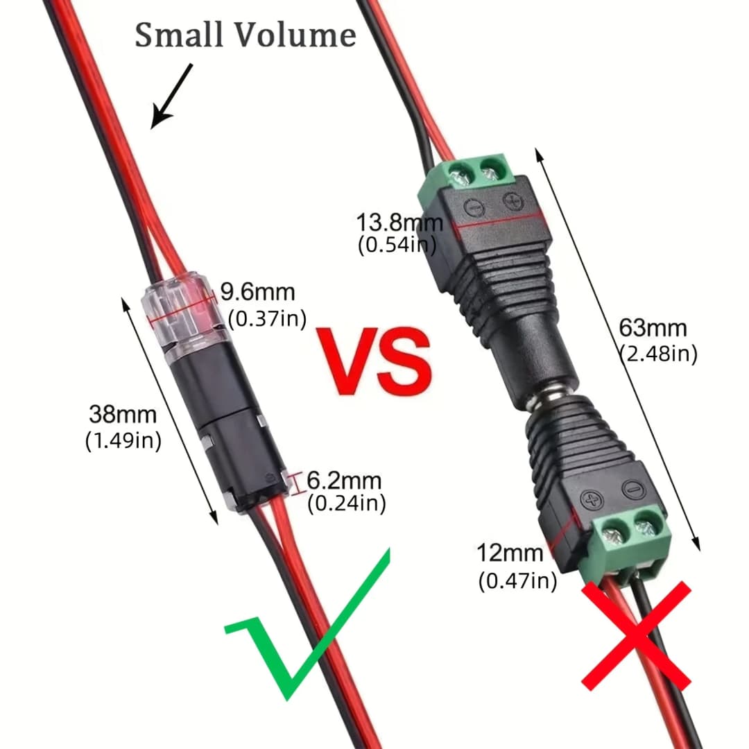 20/40/60/100 Pcs Double-Wire Plug-in Connector with Locking Buckle-Pluggable LED Wire Connectors 2 Way Electrical Wire Connector - 3