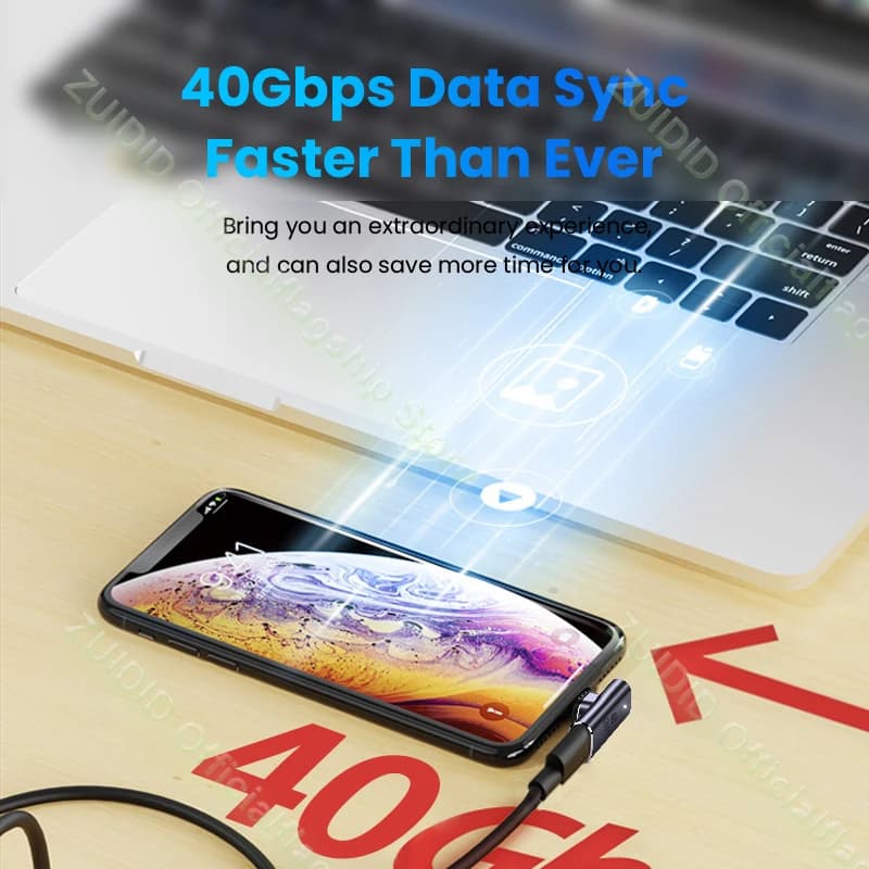 USB4.0 Thunderbolt3 محول مغناطيسي USB C إلى النوع C 40Gbps 100 واط شحن سريع محول مغناطيسي كابل 8K @ 60 هرتز USB نوع C محول - 3