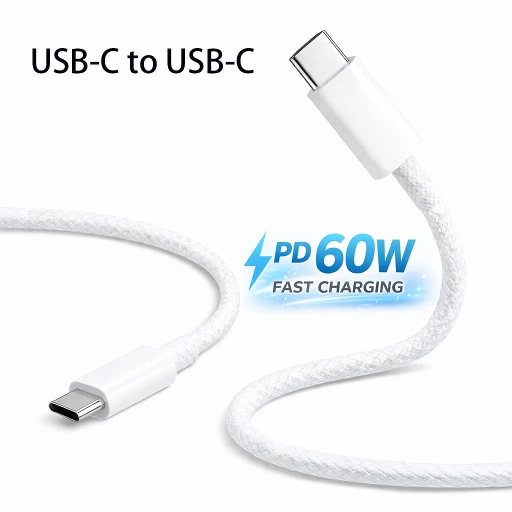 كابل شحن سريع USB-C بقوة 60 واط من النوع C إلى النوع C، سلك شحن سريع للهاتف، خط بيانات PD لأجهزة آيفون 16 و15 وسامسونج وشاومي وهواوي