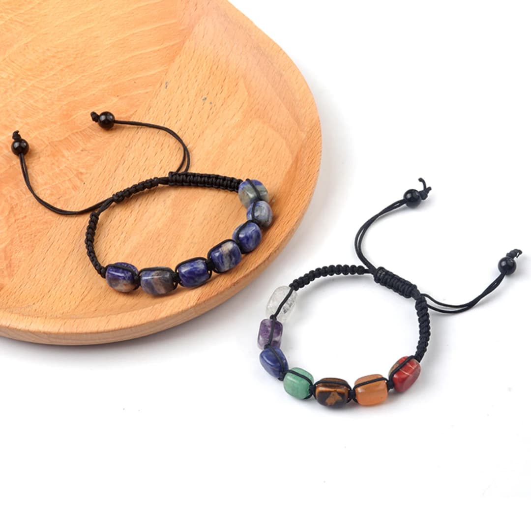 Square Beads 7 Chakra Treatment Crystal Bracelet Yoga Stone Adjustable Bracelet Meditation Relaxation Anxiety Women's Bracele - 5