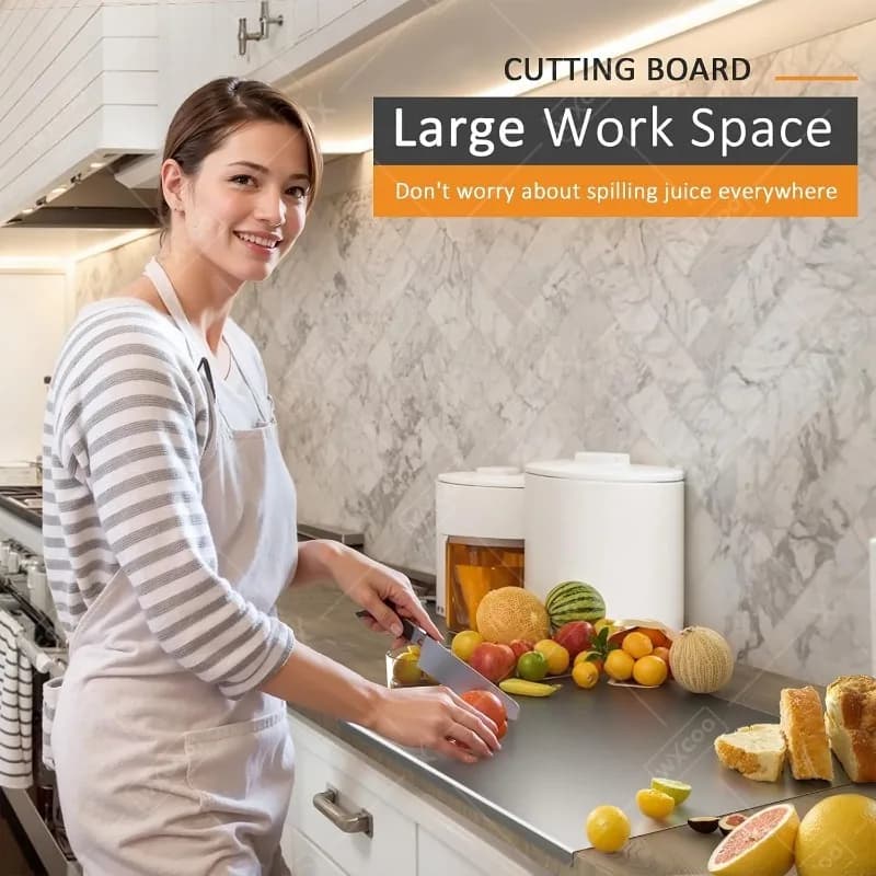 304 Stainless Steel Cutting Board Food Grade Chopping Boards Heavy Duty Kitchen Boards Anti-Slip Mat for Meat Vegetables Bread - 5