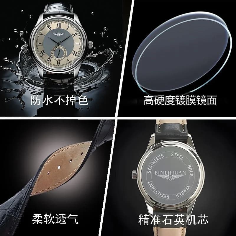 ساعة كوارتز فاخرة لرجال الأعمال 2025، علامة تجارية جديدة، مقاومة للماء، بحزام من الجلد، ساعة يد أنيقة للرجال - 6