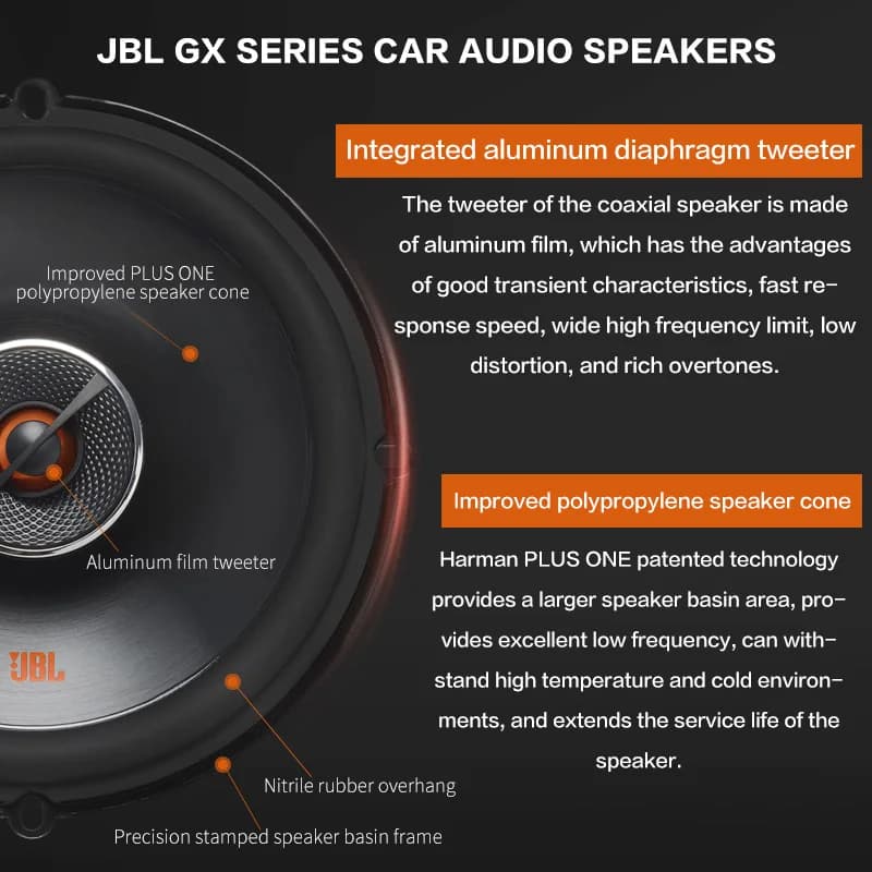 سماعات سيارة JBL محورية تريبل ميد - صوت باس ألمنيوم مواد ألمنيوم سماعات ستيريو تريبل - 2