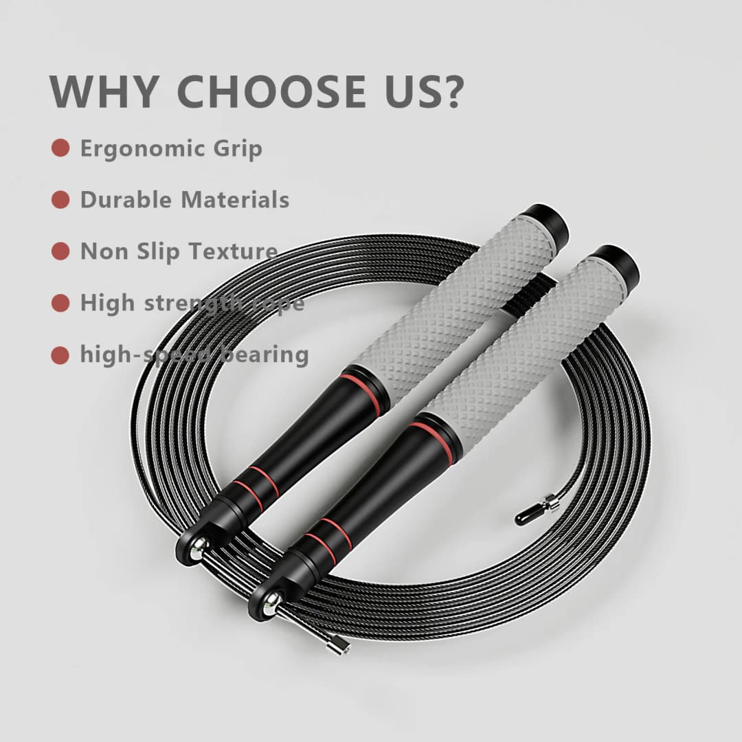 حبل قفز سريع قابل للتعديل عالي التحمل - تصميم خفيف الوزن - دوران محمل كروي ناعم لتدريب كروس فيت - 4