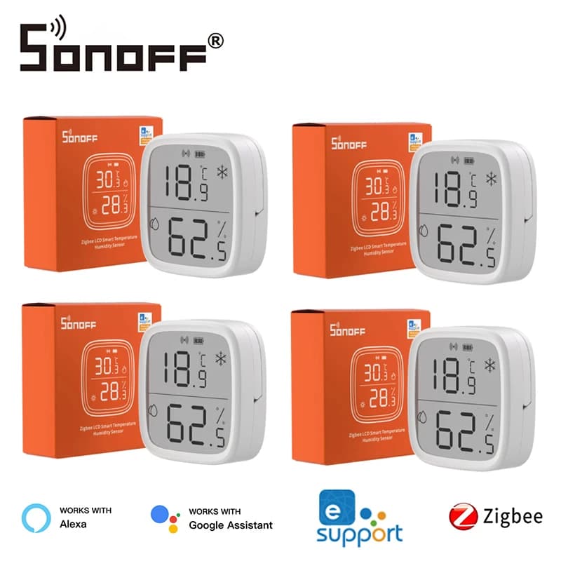 SONOFF SNZB 02D مستشعر درجة الحرارة والرطوبة Zigbee بشاشة LCD 2.5 بوصة متوافق مع EWeLink وجسر SONOFF ZigBee وAlexa وGoogle Home