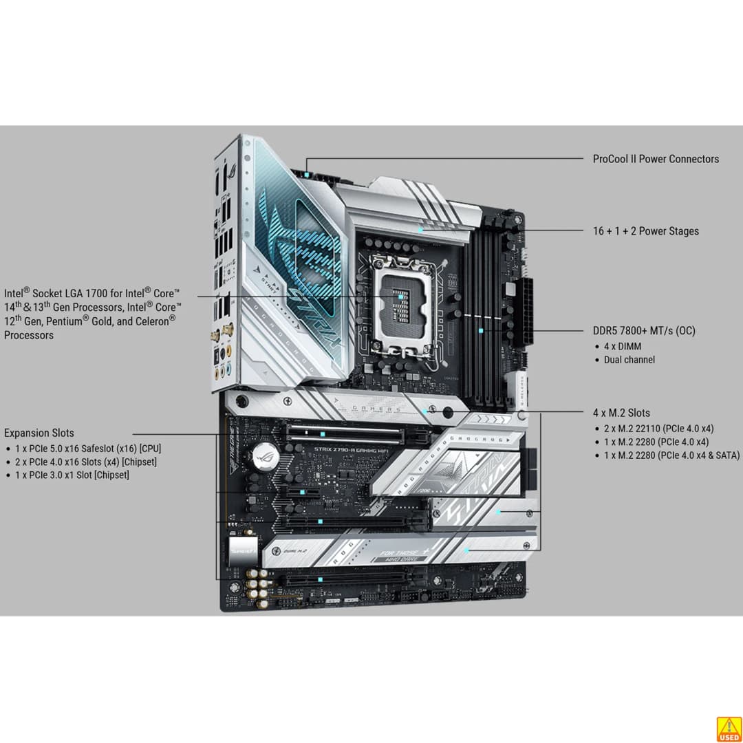 ASUS ROG STRIX Z790-A GAMING WIFI Motherboard Socket LGA1700 CPU DDR5 7800+(OC) MHz Memory Chipset Z790 ATX Mainboard