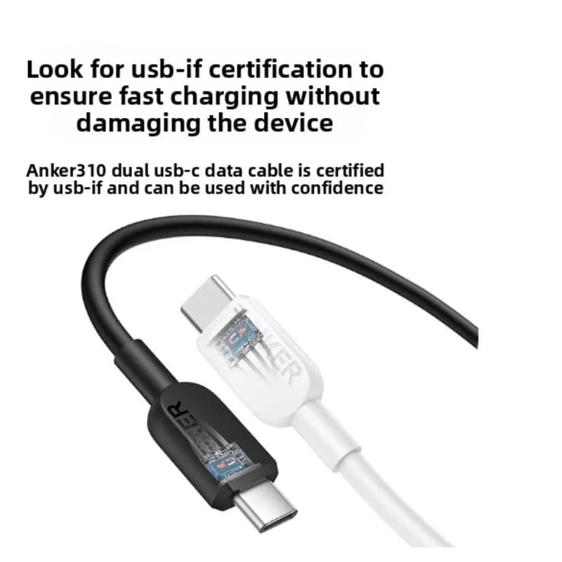 ANKER Dual Type-C Charging Cable Suitable for IPhone 17 ProMax Samsung S22 MacBook Air Fast Charging Data Cable - 3