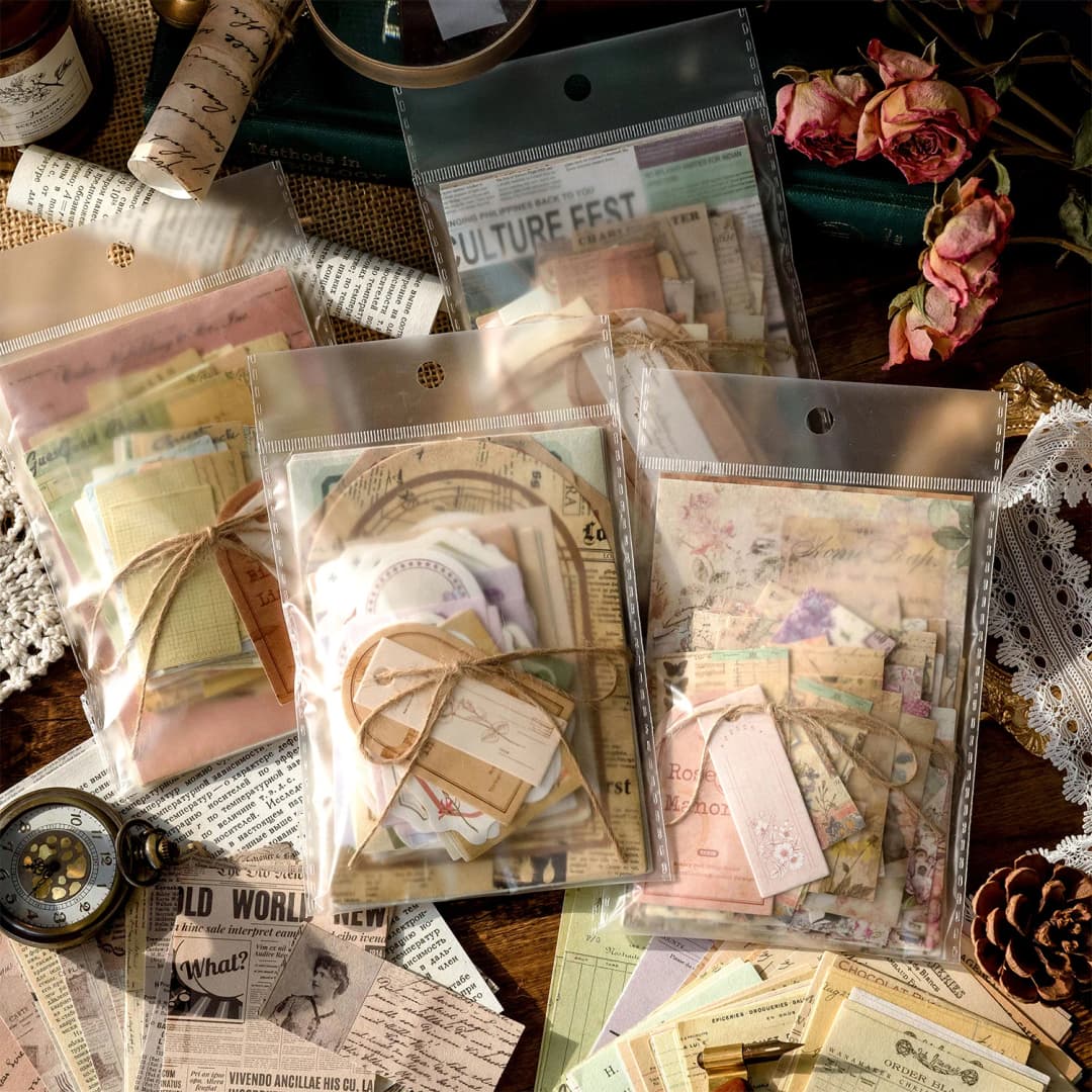 JIANQI 100 قطعة/الحزمة ديكور سجل القصاصات مواد خمر ورقة كومبو عدة لتقوم بها بنفسك غير المرغوب فيه مجلة ألبوم صور مجمعة ورق خلفية الرجعية - 5