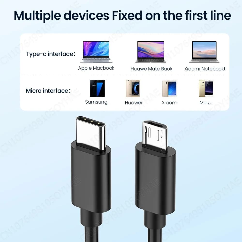 كابل نوع C إلى مايكرو USB محول USB نوع-C سريع لهواتف سامسونج وهواوي وشاومي وون بلس وماك بوك برو OTG - 3