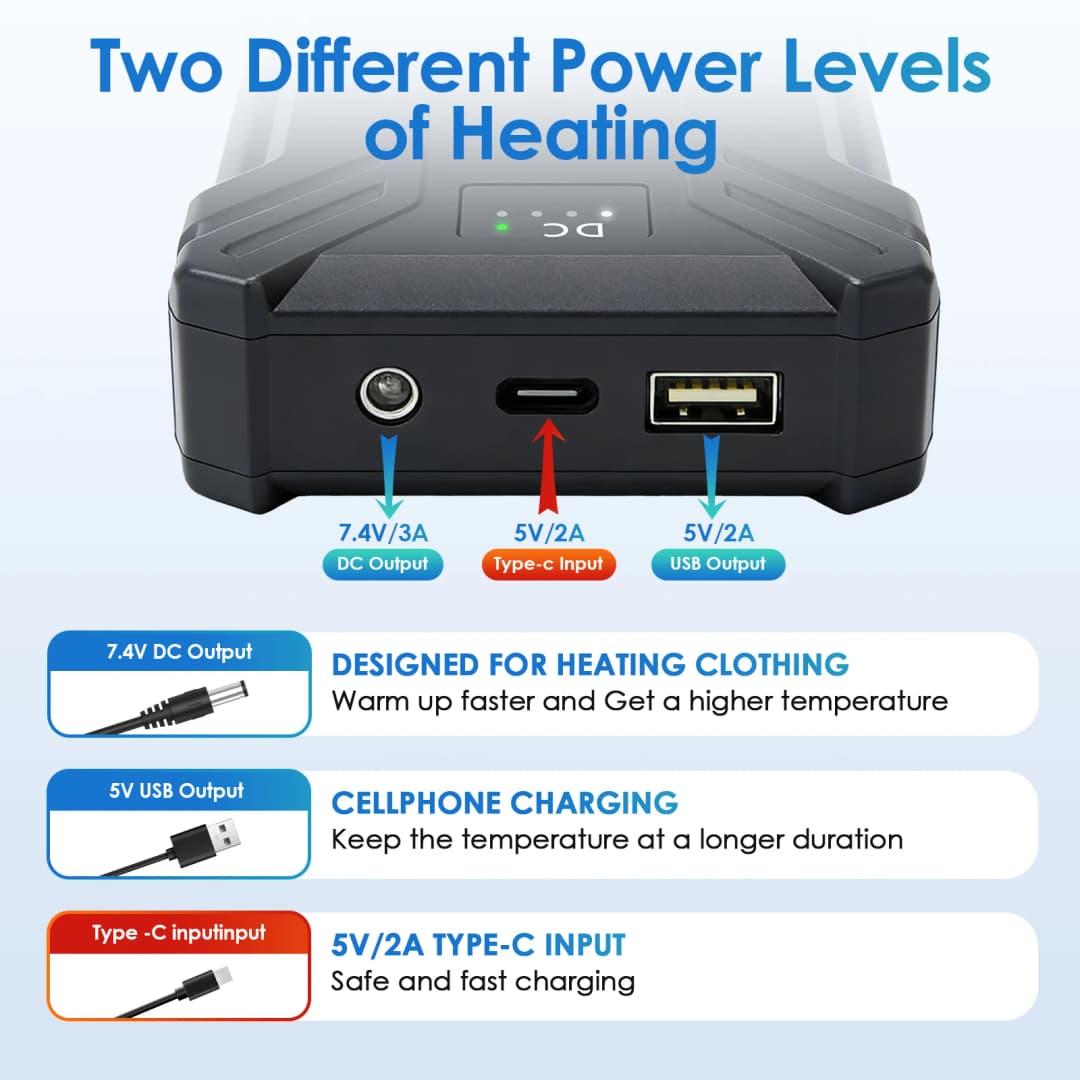 Powerbank 30000mAh Portable Heating Mobile Power Supply for Heating Vest Jacket Gloves Electric Heating Equipment DC Power Bank - 4