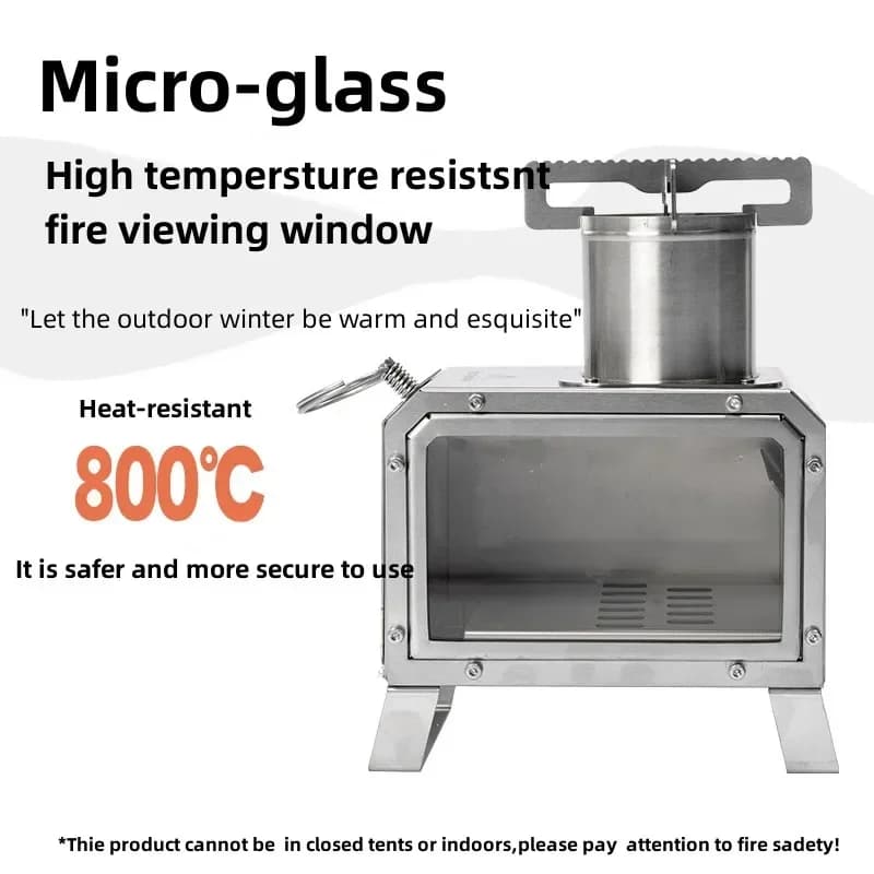 موقد حطب محمول مربع من الفولاذ المقاوم للصدأ سخان خارجي للنار موقد تخييم وتنزه MOUNTAINHIKER - 4