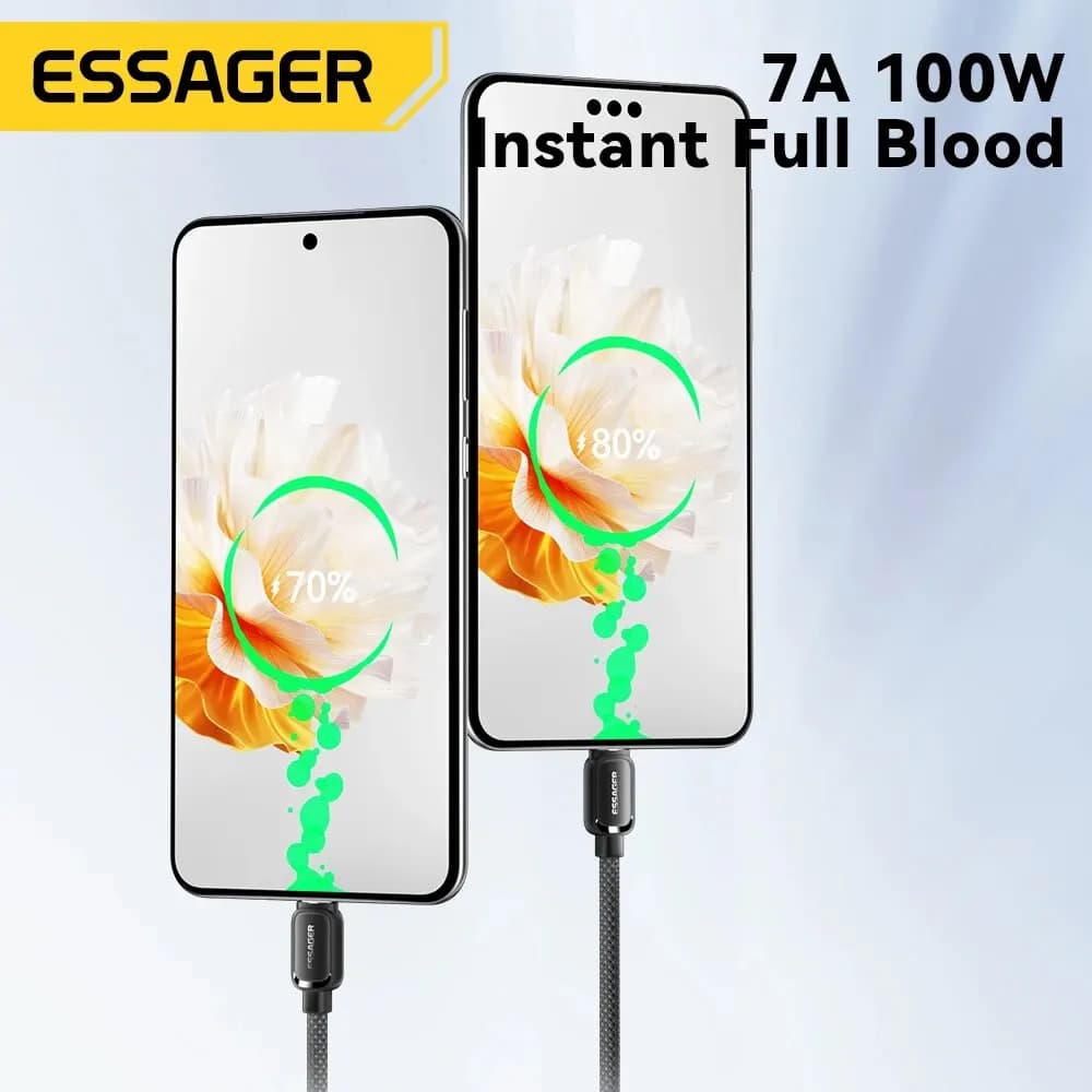 Essager 7A USB A To Type C Fast Charging Cable 100W Magnetic Suction Anti Winding Data Wire Cord For iPhone 15 Huawei Xiaomi - 4