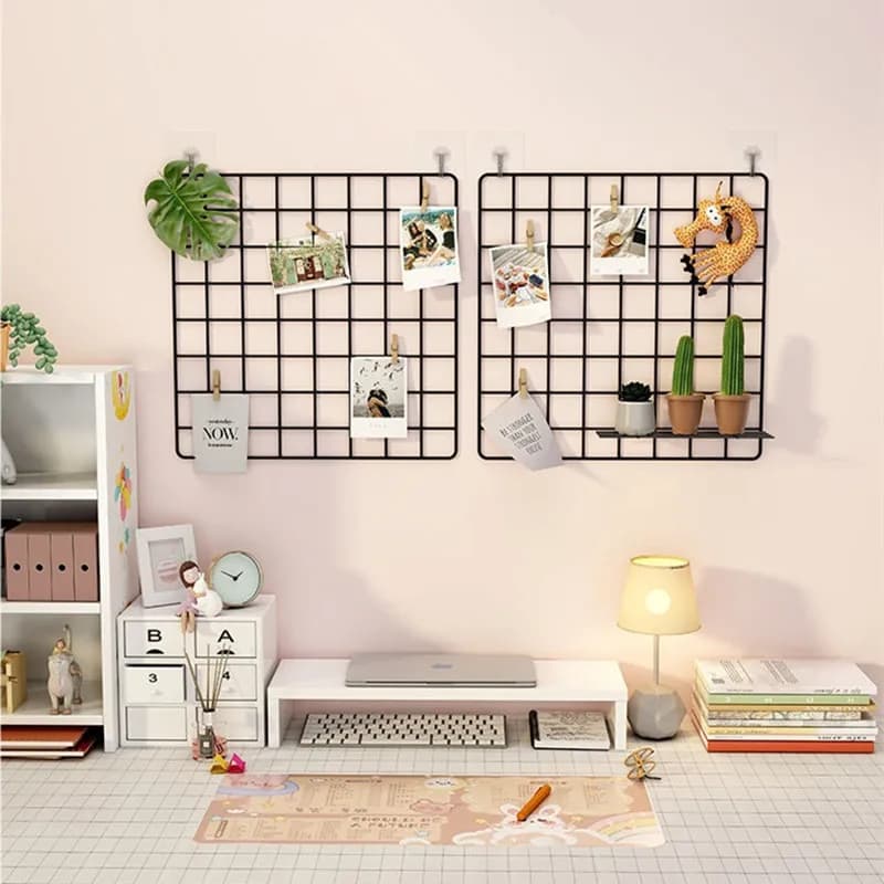 Multi-size Home Wall Shelves Iron Grid Room Decoration Photo Grid DIY Wall Board Decor Mesh Storage Shelf Organizer Rack Holder - 2