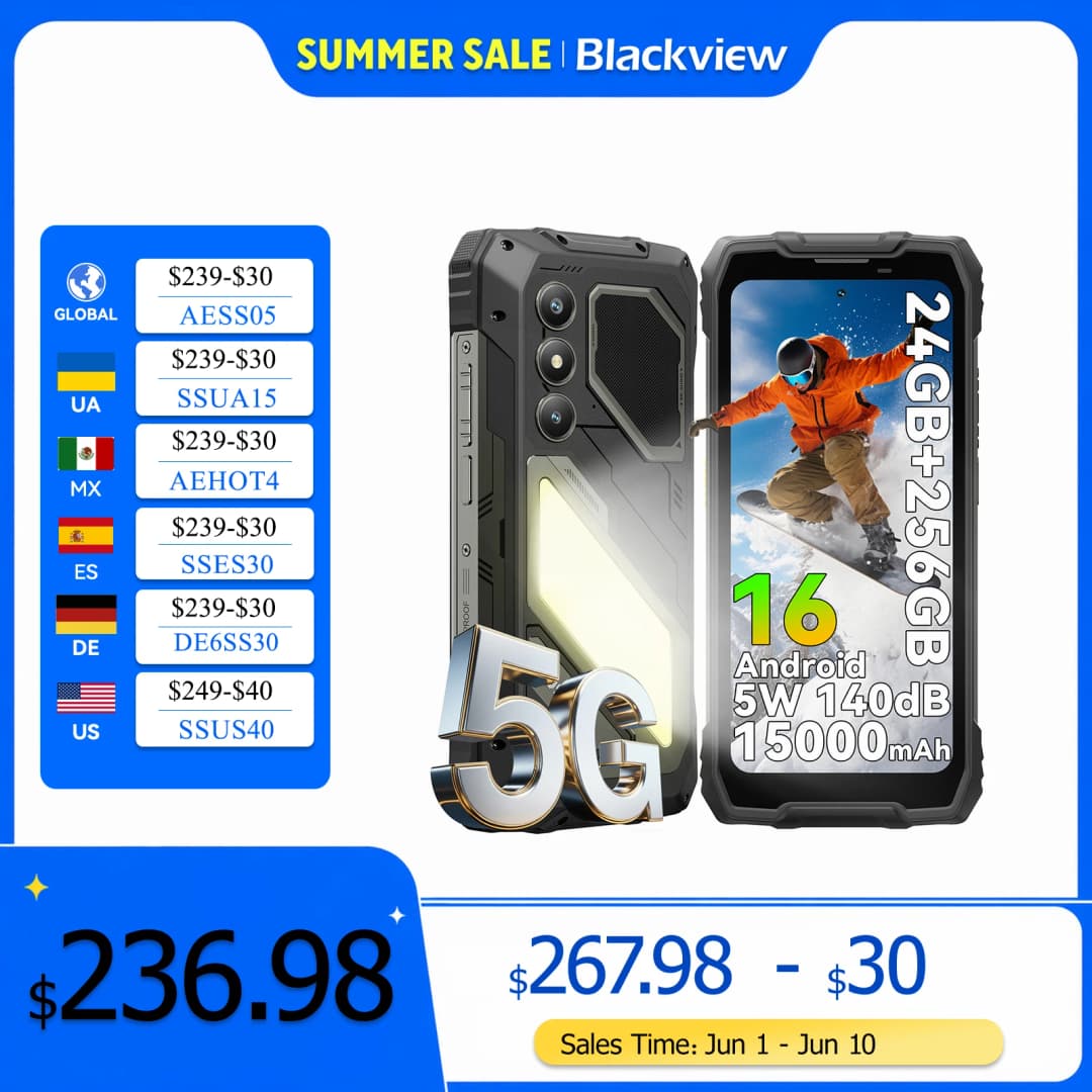 هاتف بلاك فيو أوسكال بايلوت 5 الذكي 5G مع ذكاء اصطناعي، معالج UNISOC T8100، شاشة 6.67 بوصة 2.4K بمعدل تحديث 120 هرتز، ذاكرة وصول عشوائي 8 جيجابايت، ذاكرة داخلية 256 جيجابايت، بطارية 15000 مللي أمبير