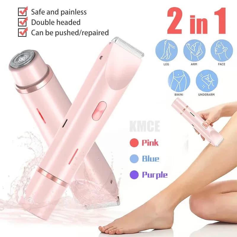 2026 Waterproof Rechargeable Electric Shaver Mini Women Bikini Trimmer Body Hair Remover Mini Double Headed Electric Epilator
