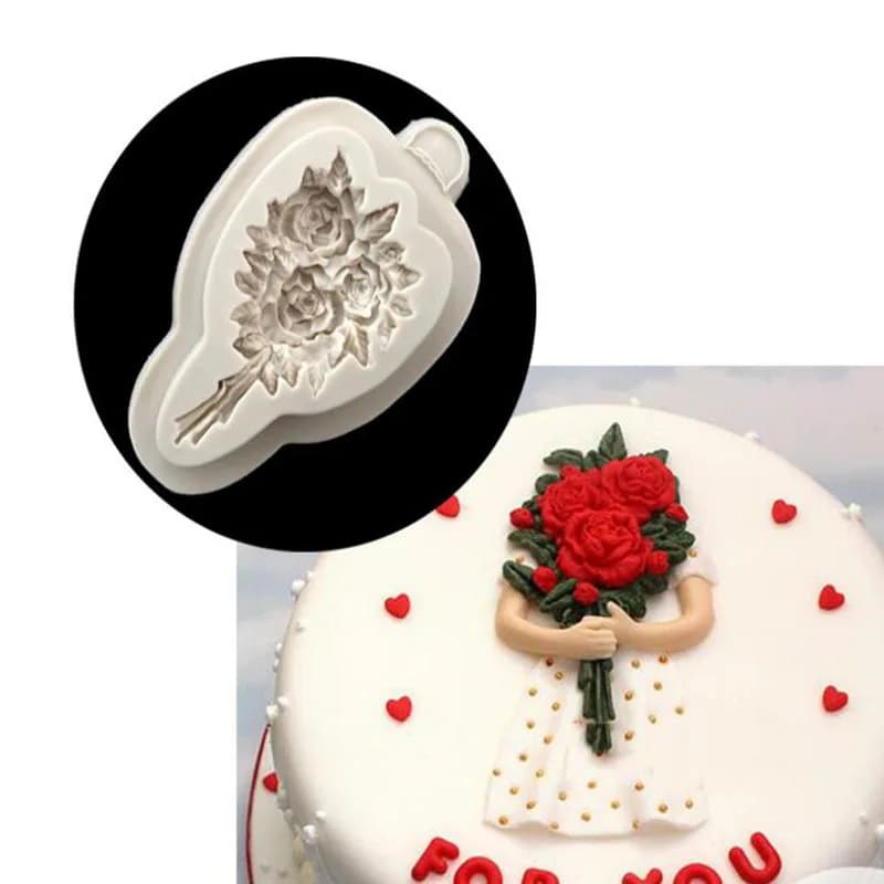 DIY Various flower bouquet Silicone Molds Gum Paste Chocolate Fondant Sugarcraft Cake Border Decorating Tools - 5