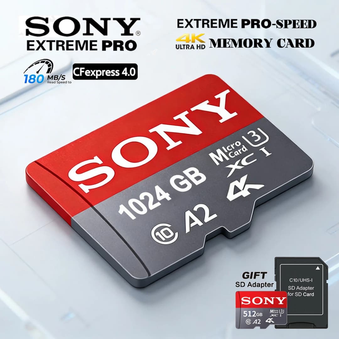 بطاقة ذاكرة SONY مايكرو SD فائقة 128 جيجابايت 256 جيجابايت 512 جيجابايت 1 تيرابايت TF SD لهواتف Xiaomi وكاميرا الكمبيوتر