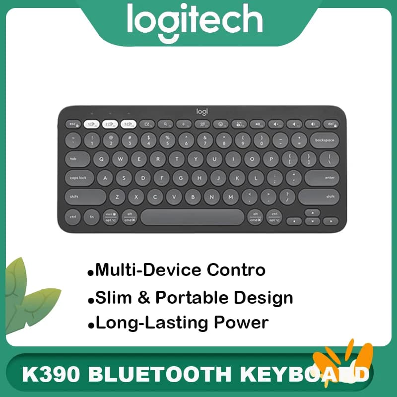 لوحة مفاتيح Logitech PEBBLE KEYS 2 K390 لاسلكية، رقيقة ومحمولة، بلوتوث، مناسبة للمكتب والكمبيوتر المحمول والسطح المكتب