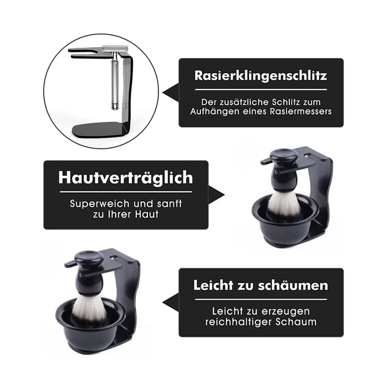 مجموعة حلاقة 3 في 1 مع فرشاة حلاقة ووعاء حلاقة وحامل حلاقة - مجموعة حلاقة للرجال ليوم الأب - 6