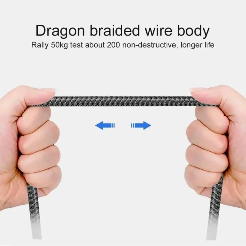 Durable Dragon Braided USB C Cable High Tensile Strength 2.4A Fast Charging Type C Cord Tangle Free for All Type C Devices - 4