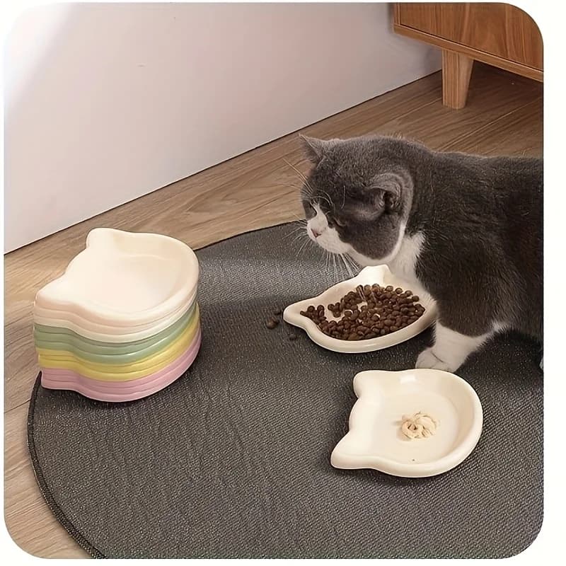 4-Color Pet Bowl Cat Food Dish Canned Snack Frozen Meal Plate for Dwarf Cats Premium Anti-Black-Nose Pet Dish Home Use Pet Bowl. - 2