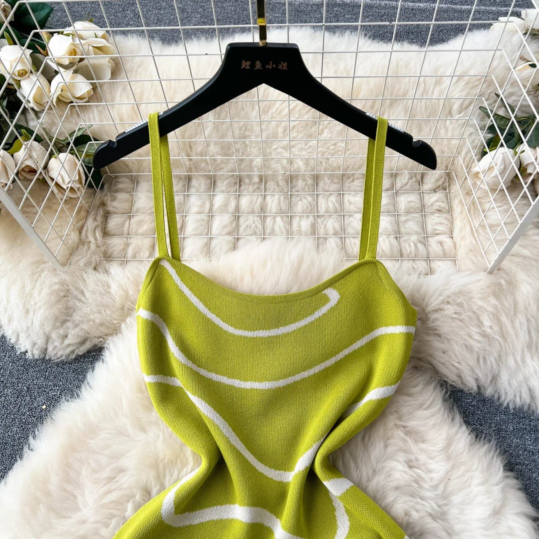 فستان صيفي محبوك للنساء 2024 بدون أكمام بطباعة هوت سويت فستان ضيق بدون ظهر موضة فستان طويل مرن للشاطئ - 5