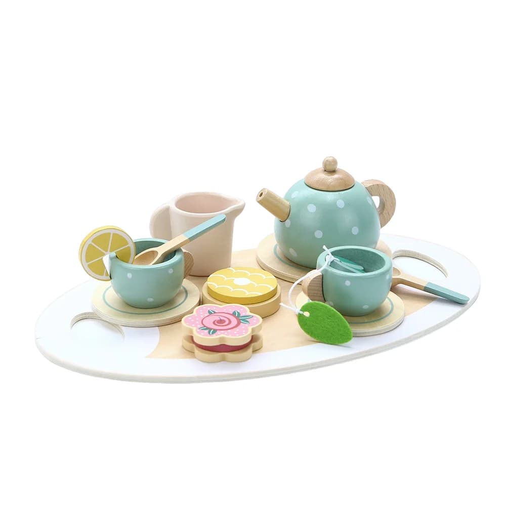 Wooden Children Simulation Afternoon Tea Set Toy Pretend Play Food Learning Role Play Game Early Educational Toys for Toddlers G - 3