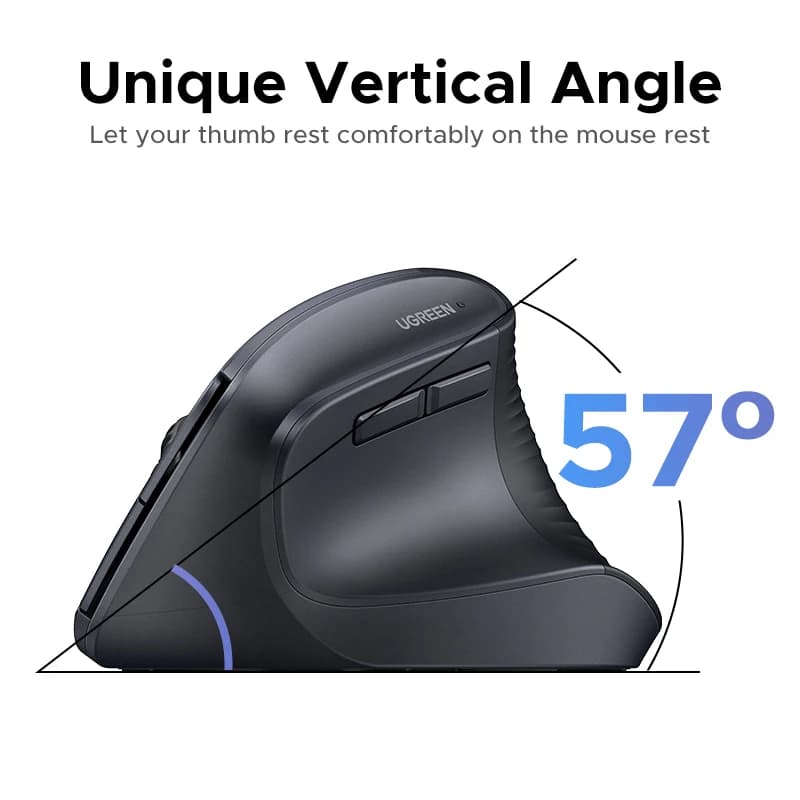UGREEN Vertical Wireless Mouse 2.4G Ergonomic 4000DPI 6 Mute Buttons for MacBook Tablet Laptops Computer PC Mice Black Pink - 2