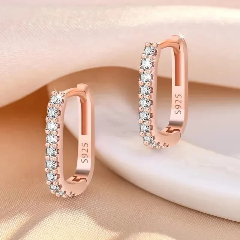 925 Sterling Silver  Circle Hoop Earrings for Women Fashion Luxury  Crystal Zirconia Earrings Party Wedding Versatile Jewelry - 3