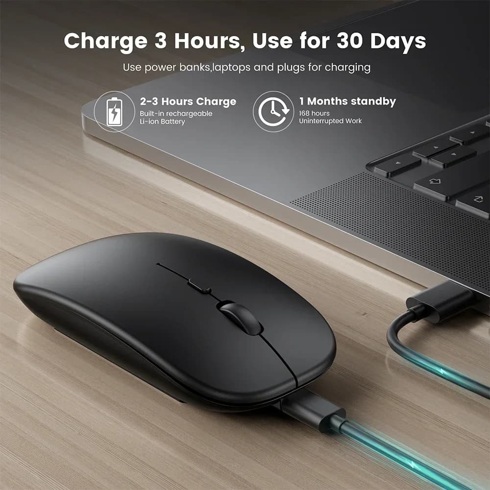 Rechargeable Wireless Mouse Bluetooth-compatible 2.4GHz Dual Modes Computer Mice with Nano Receiver for PC Laptop Macbook - 4