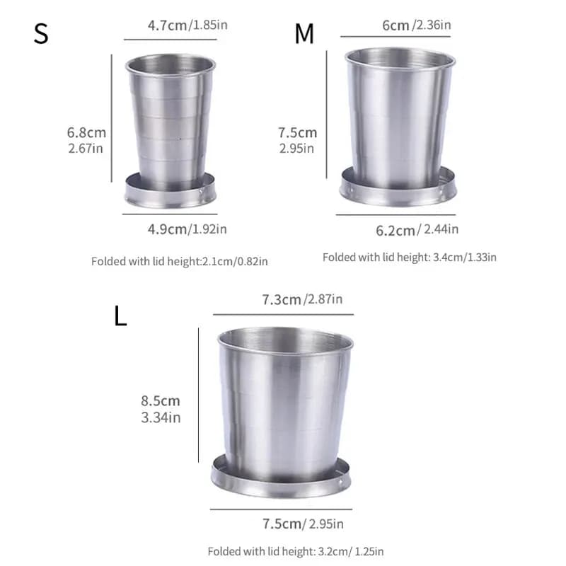 Outdoor Portable Outdoor Camping Portable Metal Stainless Steel Telescopic Cups Folding Cups Drinks Cups. - 2