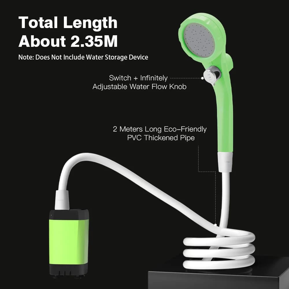 Camping Shower Pump RV Outdoor Shower Kit Camp Shower w/Full Screen Intelligent Digital Display Adjustable 6000mAh Shower Kit - 4