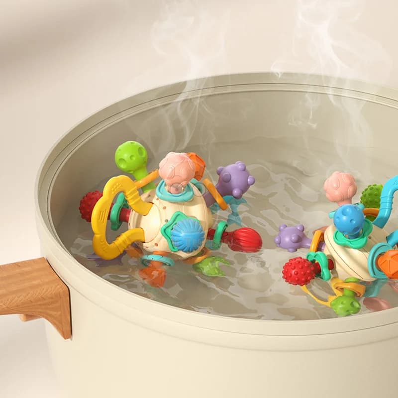 لعبة خشخيشة للأطفال كرة نشاط من السيليكون للتدريب الحسي الناعم 0 12 شهرًا جرس يدوي للتطوير ألعاب تعليمية مبكرة للرضع - 5