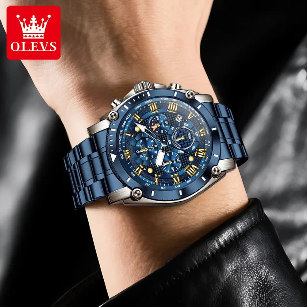 OLEVS 2025 New Men Watch Top Brand Luxury Watch Men Stainless Steel Waterproof Sport Quartz Chronograph Wrist Watch Man Relogio - 6