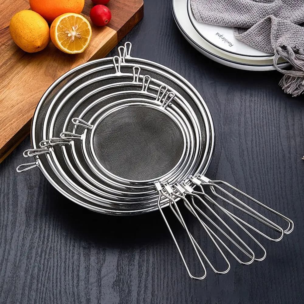 Stainless Steel Flour Filter Screen Soybean Milk Filter Screen Cooking Spoon Double Ear Screen Snack French Fries Kitchen Tools - 2