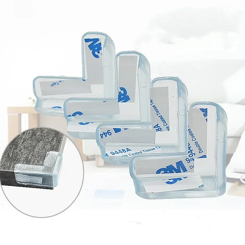 حامي زوايا الطاولة الشفاف على شكل L للأطفال، حماية حواف الأثاث، 4 قطع/المجموعة - 4