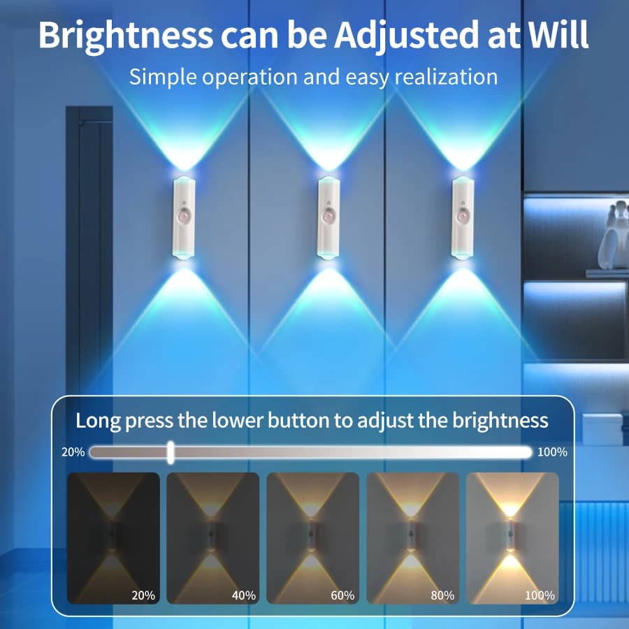 Smart RGB Gradient Wall Light Motion Sensor Magnetic Rechargeable Wall Sunset Lamp for Bedroom Closet Garden Room Decoration - 2