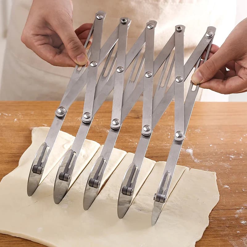 1/3/5/7 Wheels Cutter Dough Divider Side Pasta Knife Stainless Steel Roller Blade Adjustable Pizza Pastry Peeler Kitchen Tool - 2