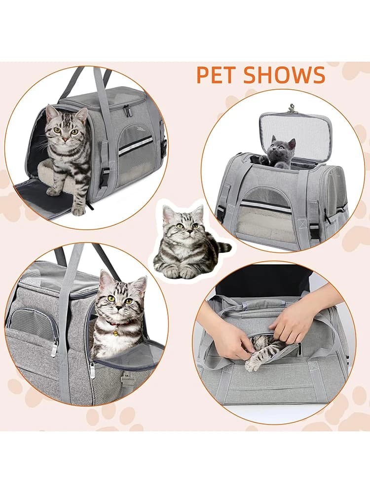 Pet Carrier Bag Airline Approved Up for Cats and Dogs Up to 20LBs, Soft Cat Carrier Dog Carrier Travel Kitten Carrier with Mat - 2