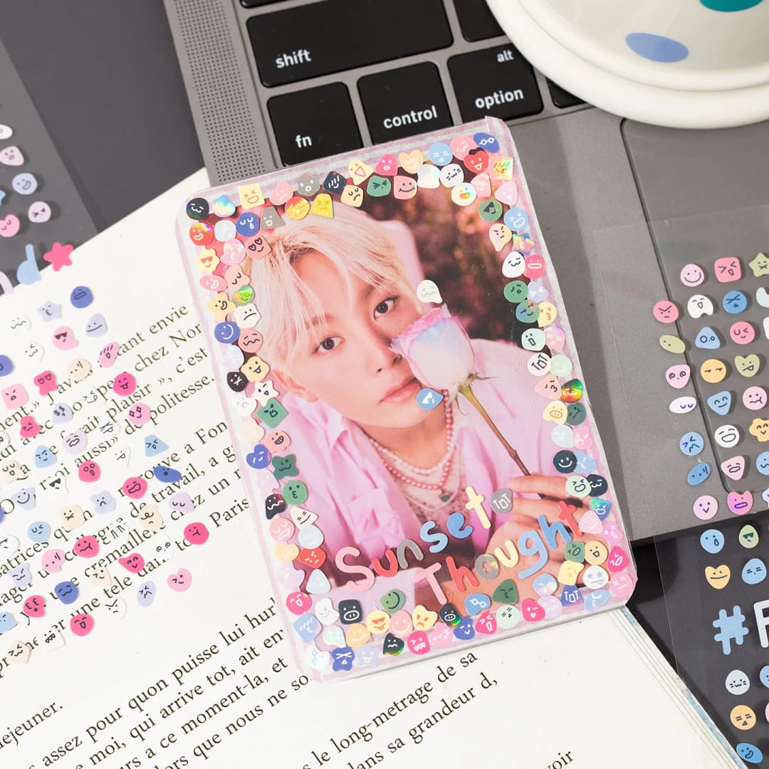 8 أوراق/4 عبوات من ملصقات Emoji الصغيرة اللطيفة، ملصقات أظافر لسكرابوكينغ DIY، زخرفة مادة مجمعة لإطار الصورة - 2