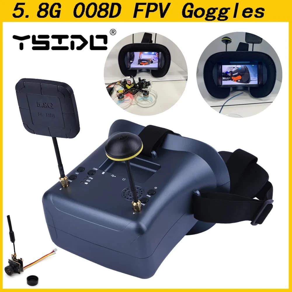 نظارات 008D FPV بدقة 800*480 وشاشة 4.3 بوصة مع كاميرا وبطارية لطائرات EV800D RC FPV